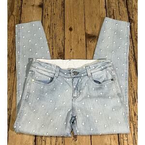 STELLA MCCARTNEY WOMEN’S SIZE 26 WHITE STAR EMBROIDERED DENIM SKINNY JEANS